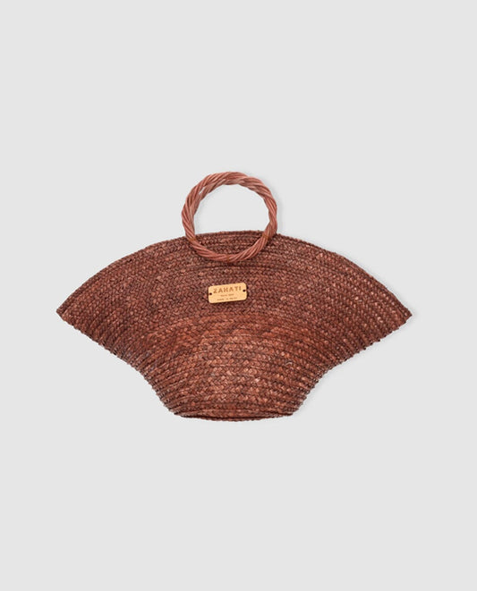 Hatbag Mini de paja de trigo marrón chocolate Crossbody bags Zahati 
