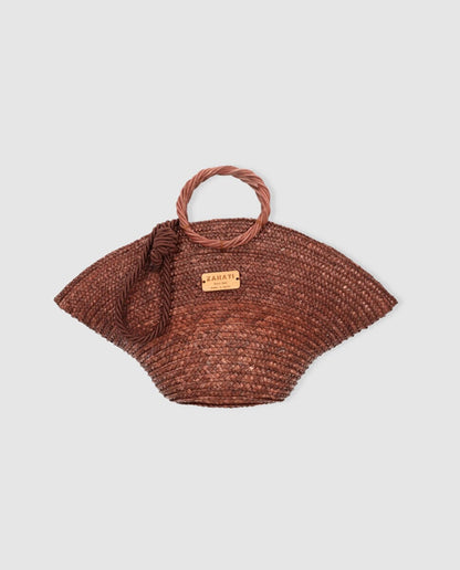 Hatbag Mini de paja de trigo marrón chocolate Crossbody bags Zahati 