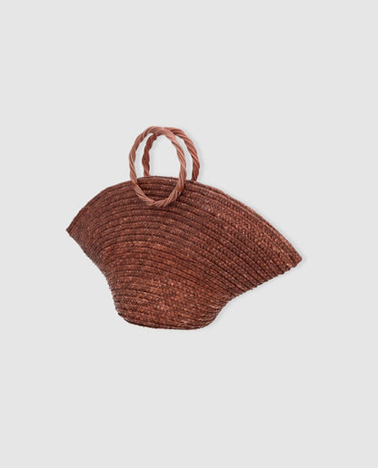 Hatbag Mini de paja de trigo marrón chocolate Crossbody bags Zahati 