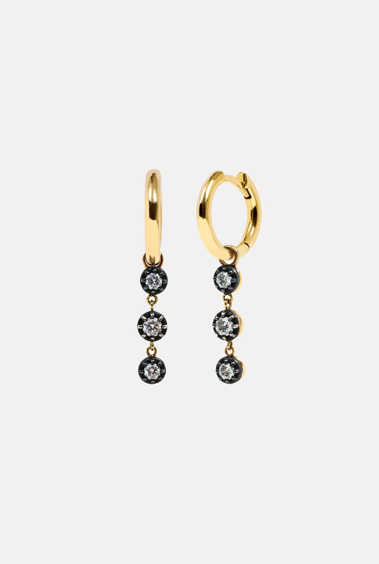 Hoop earrings 3 diamonds Earrings Leandra Studio 