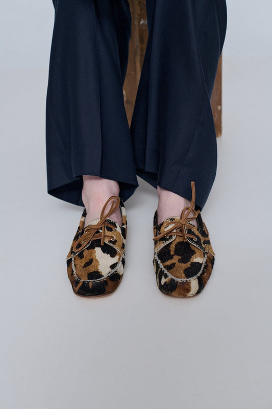 Ivy loafers in Dark Cow print Calf Hair Loafers AUGUSTA 