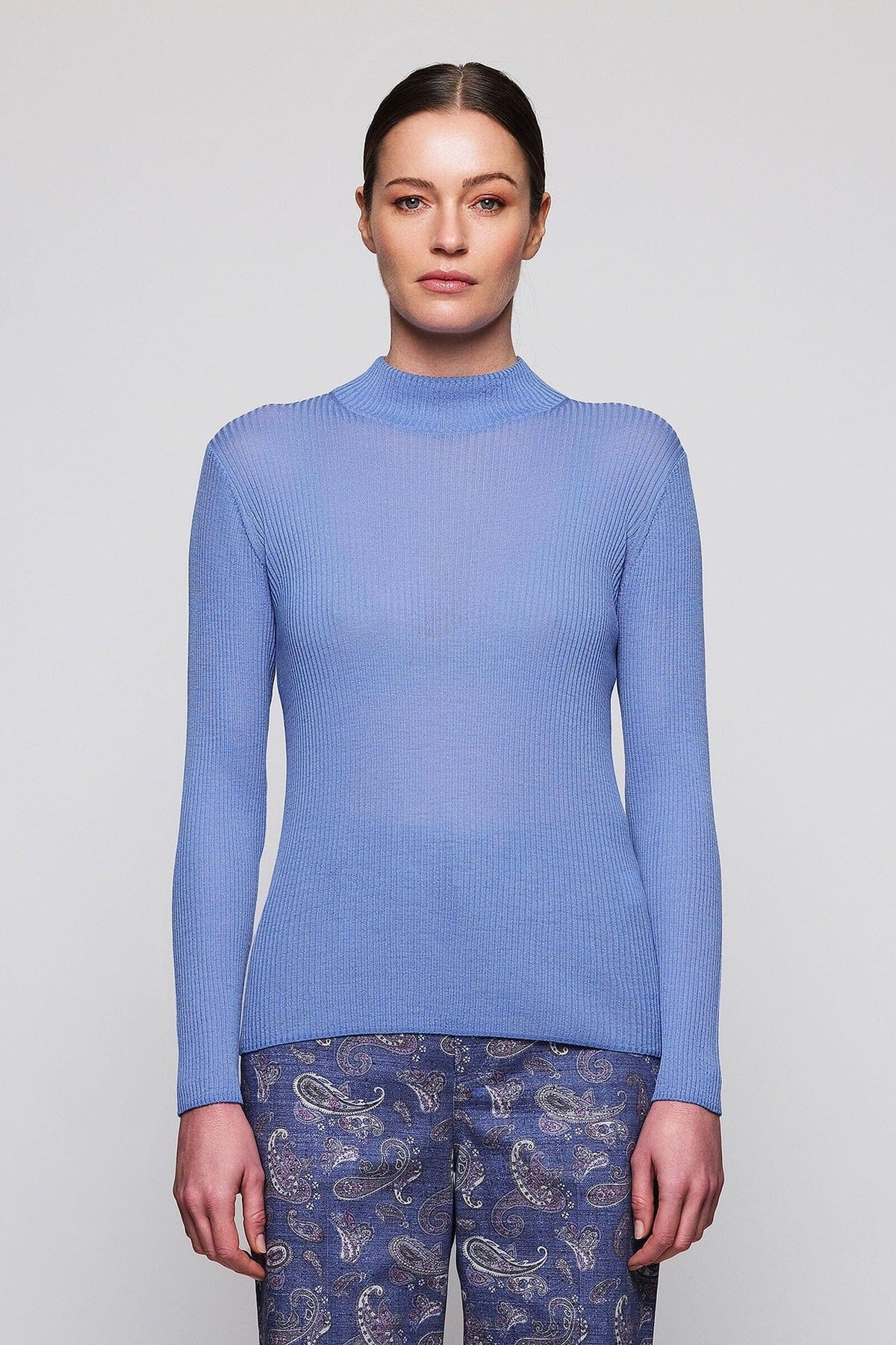 Jersey azul de canalé de lana Sweaters Mirto 