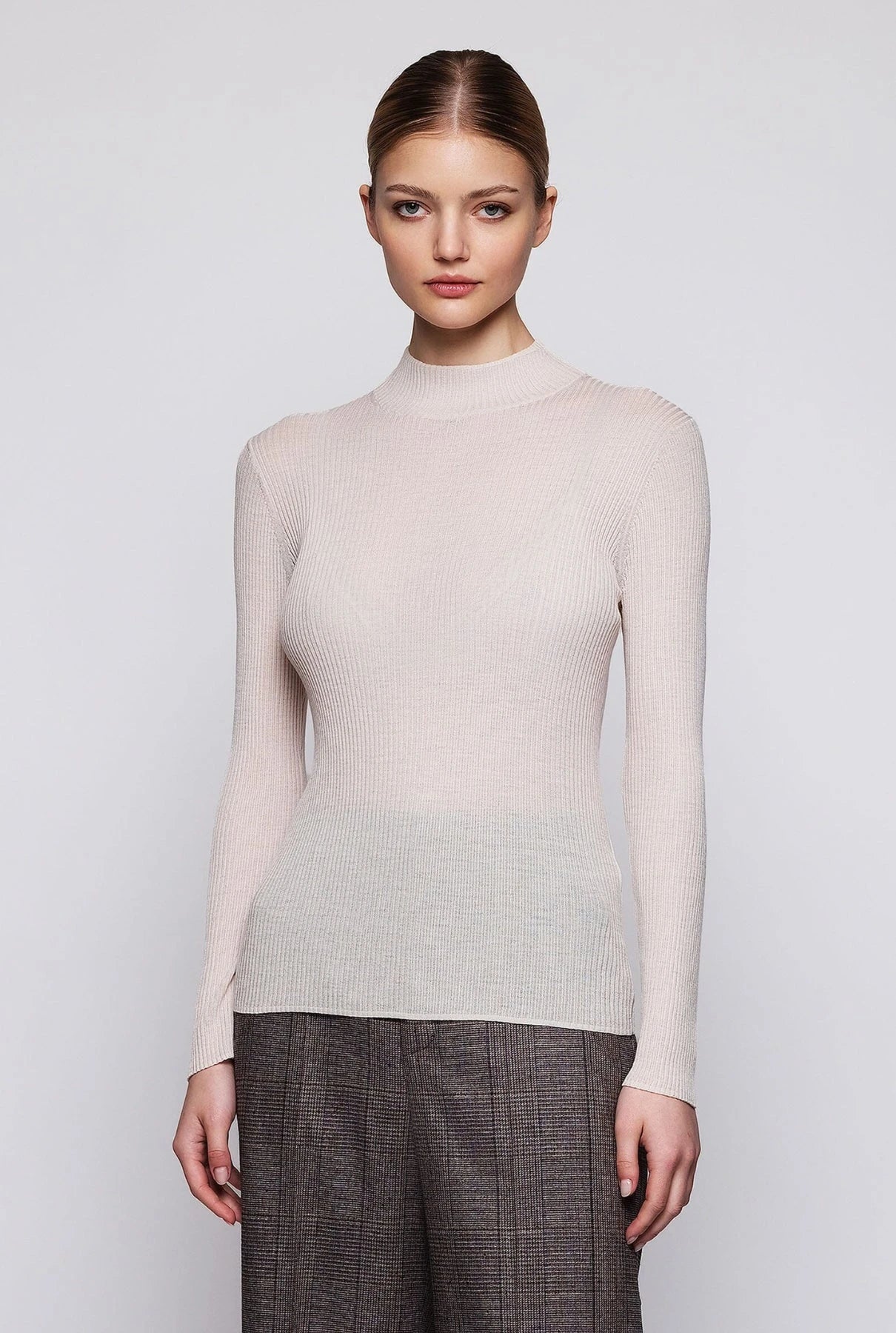 Jersey beige de canalé de lana Sweaters Mirto 