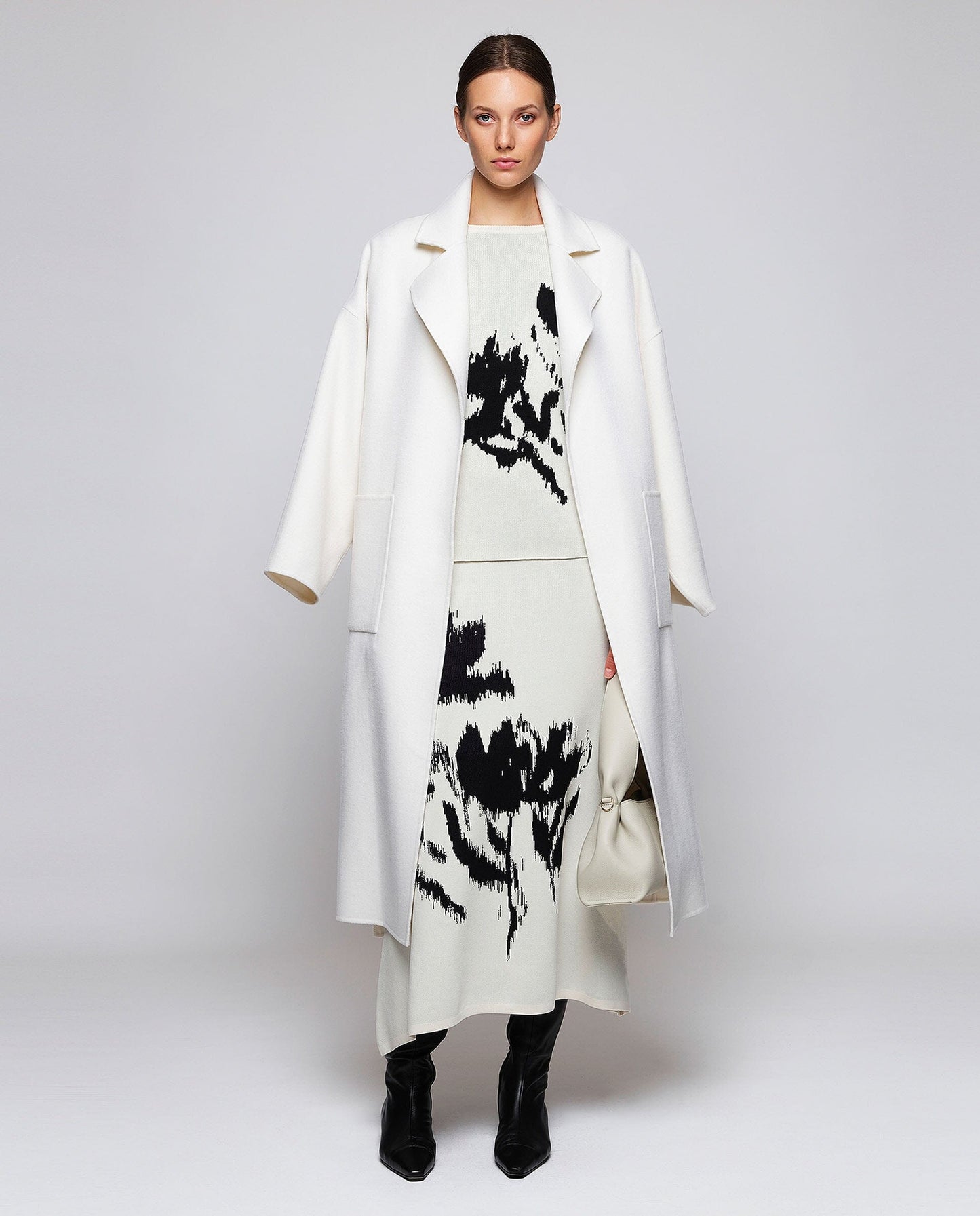 Jersey blanco jacquard floral Sweaters Mirto 
