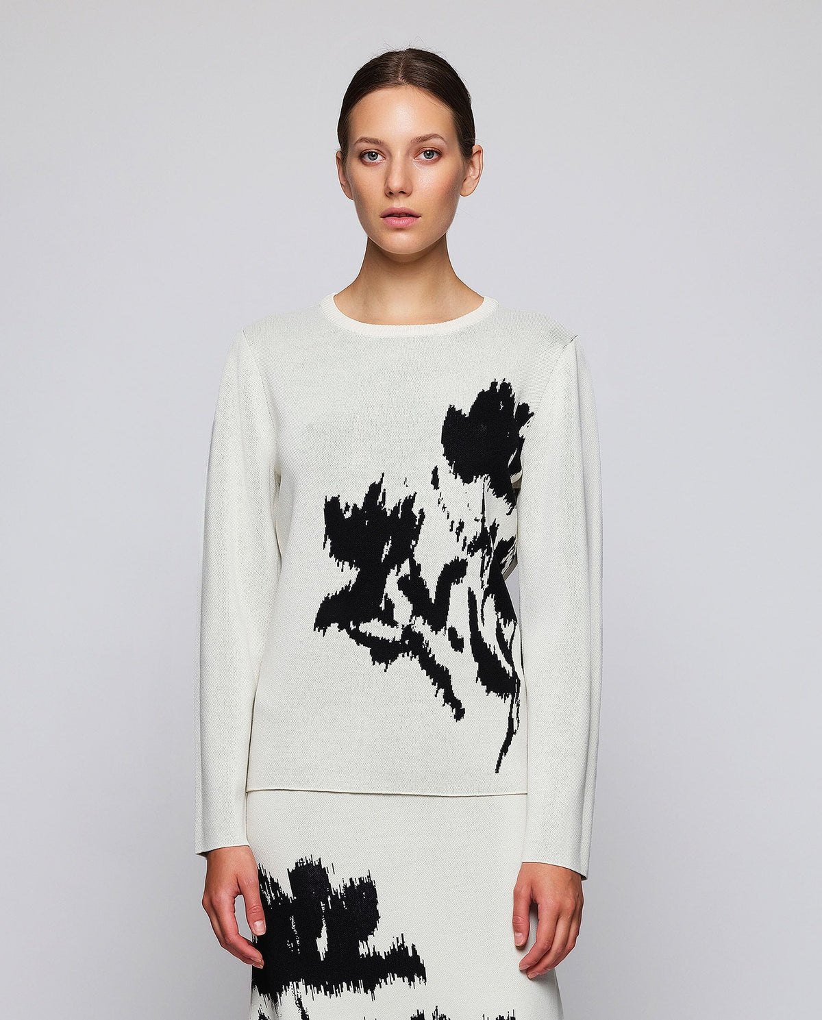 Jersey blanco jacquard floral Sweaters Mirto 