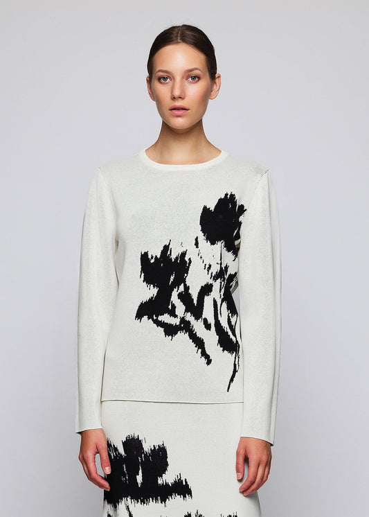 Jersey blanco jacquard floral Sweaters Mirto 