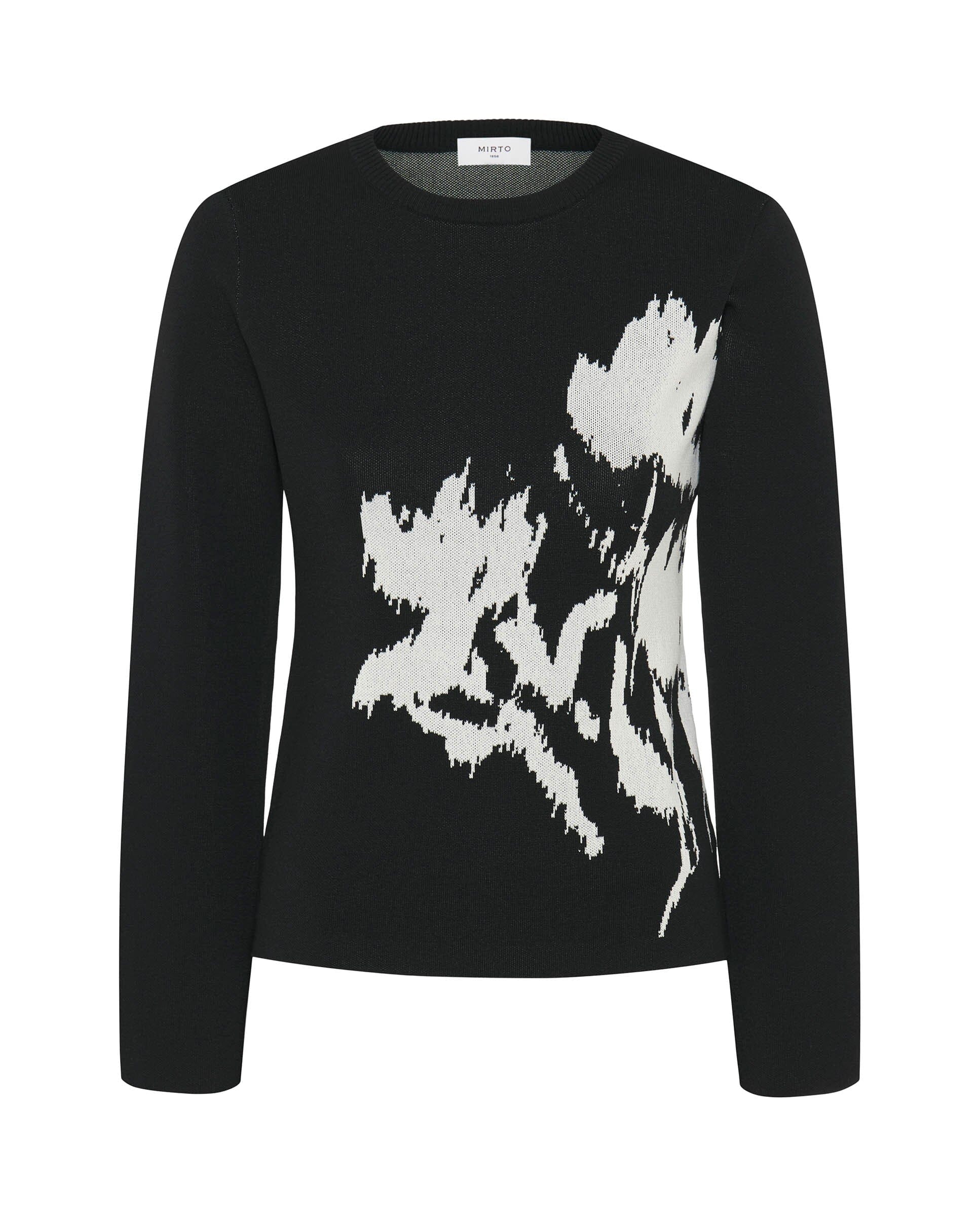 Jersey negro jacquard floral Sweaters Mirto 