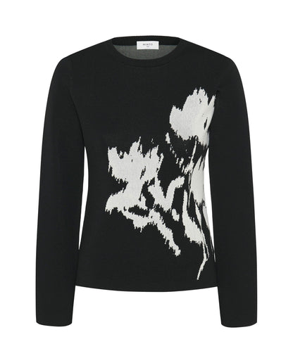 Jersey negro jacquard floral Sweaters Mirto 