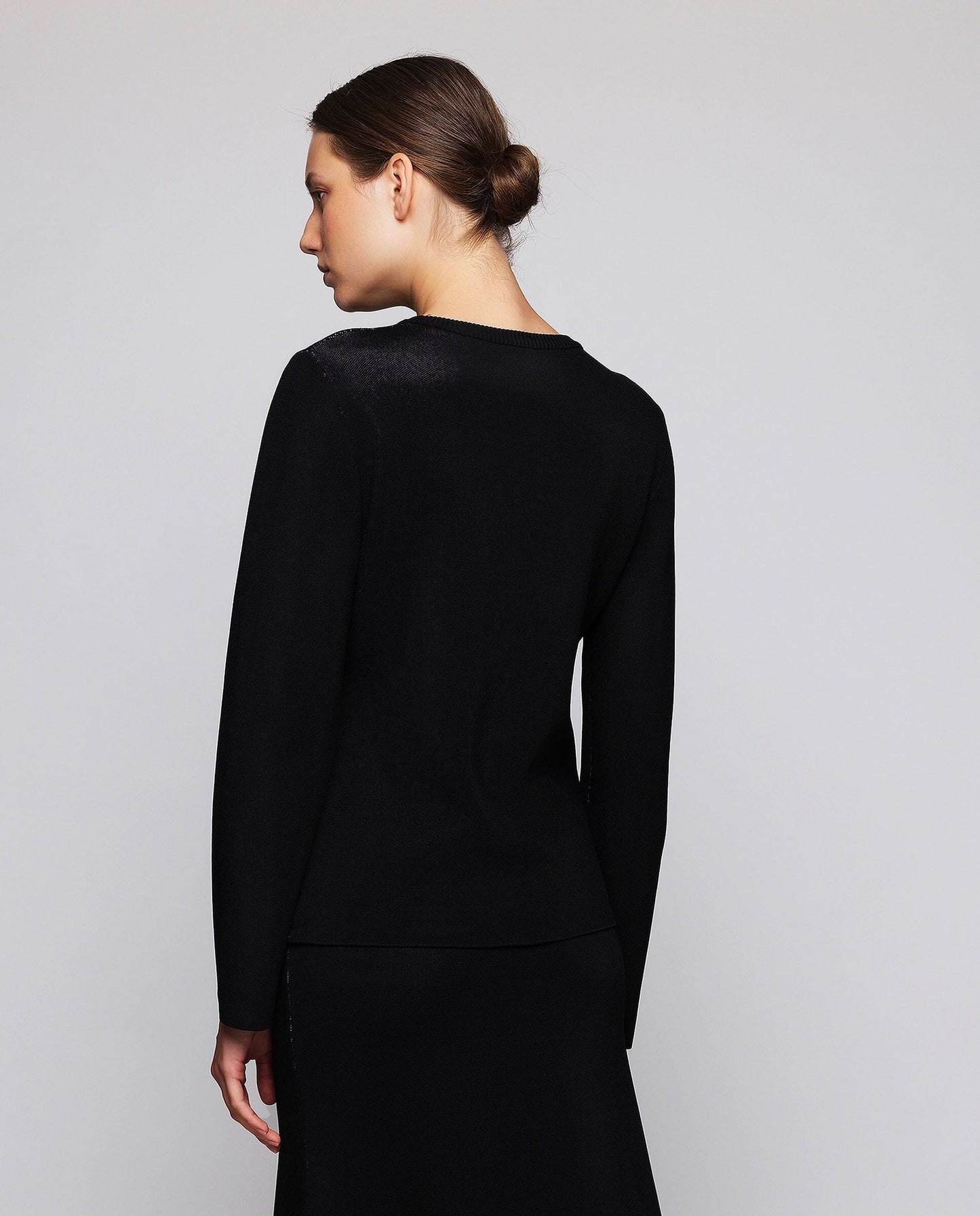 Jersey negro jacquard floral Sweaters Mirto 