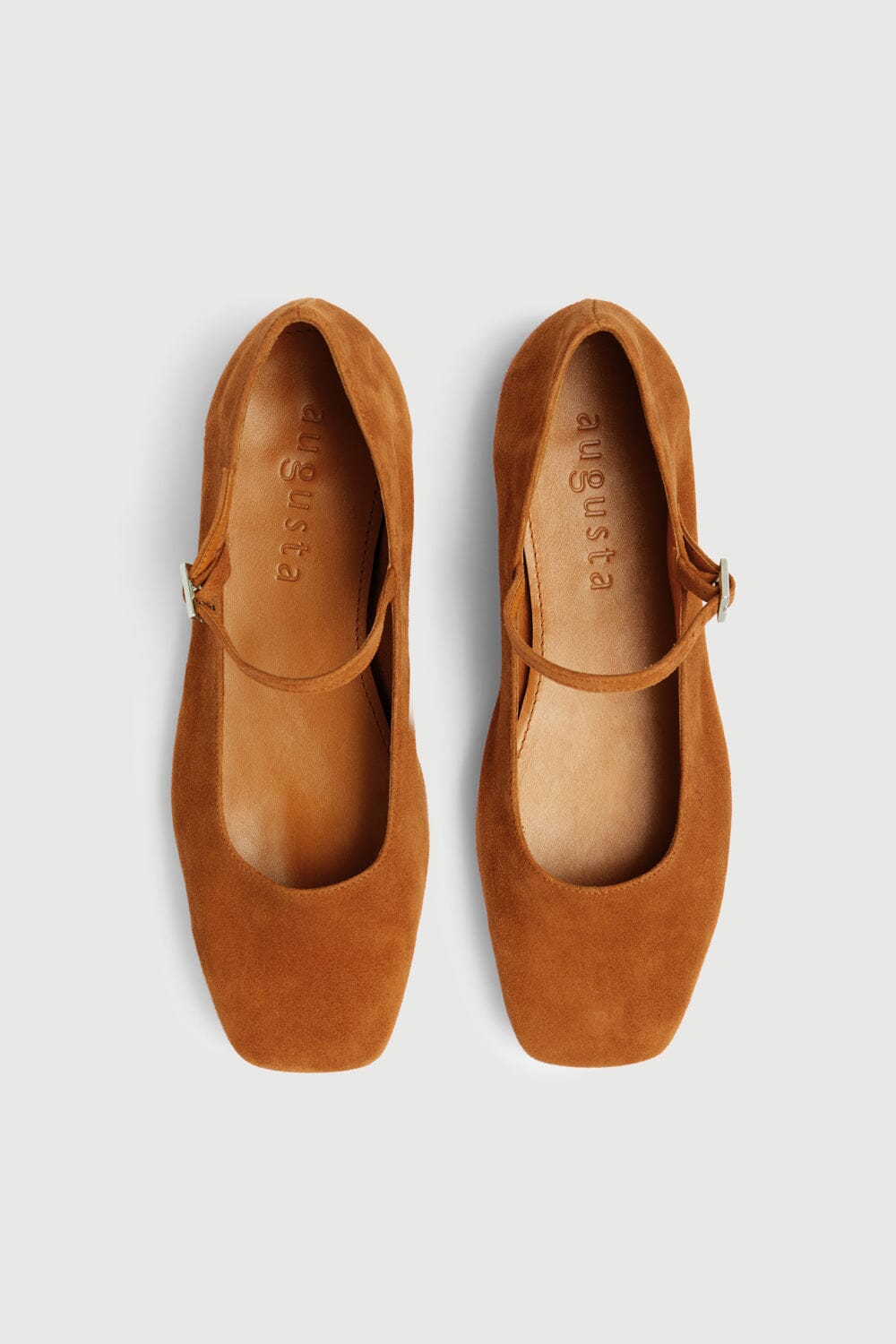 Julieta Mary Janes in Caramel Suede Flat shoes AUGUSTA 
