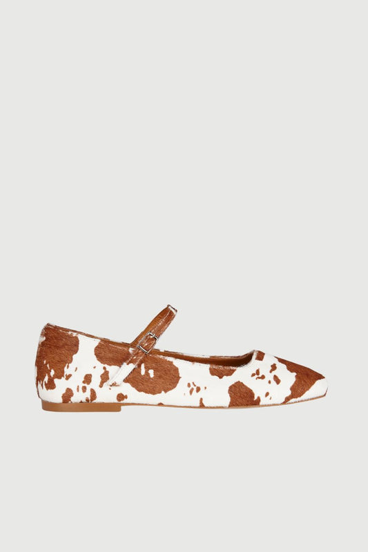 Julieta Mary Janes in Cow Print Calf Hair Mary Jane AUGUSTA 