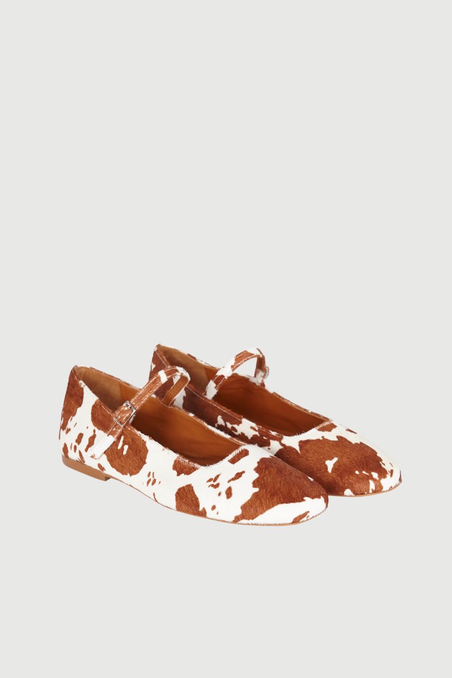 Julieta Mary Janes in Cow Print Calf Hair Mary Jane AUGUSTA 