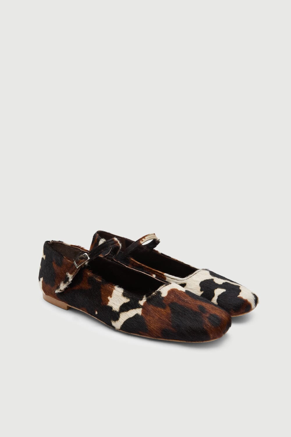 Julieta Mary Janes in Dark Cow Print Calf Hair Julieta AUGUSTA 