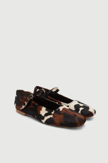 Julieta Mary Janes in Dark Cow Print Calf Hair Julieta AUGUSTA 