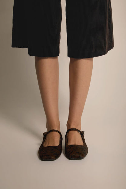 Julieta Mary Janes in Dark Leopard Calf Hair Mary Jane AUGUSTA 