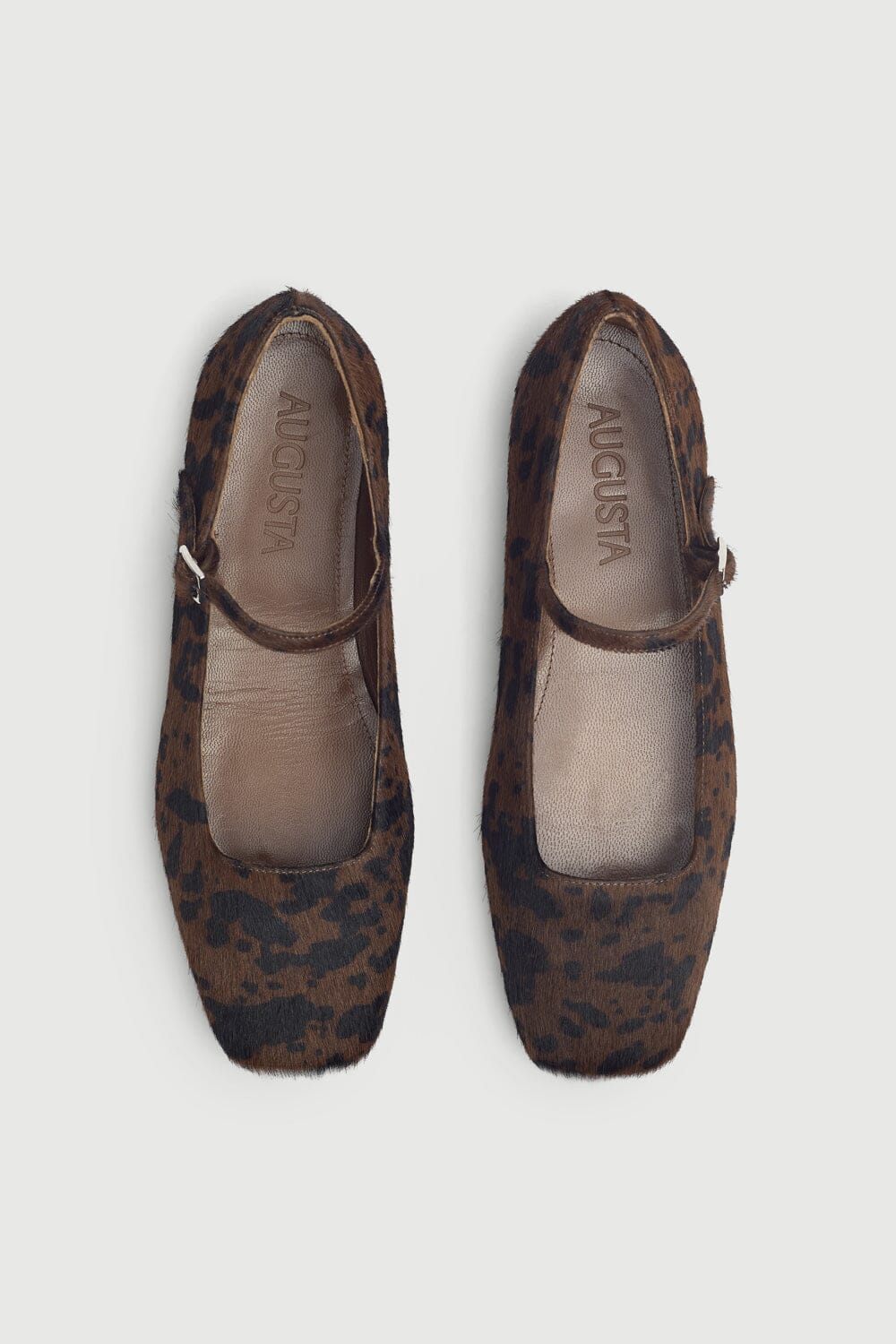 Julieta Mary Janes in Dark Leopard Calf Hair Mary Jane AUGUSTA 