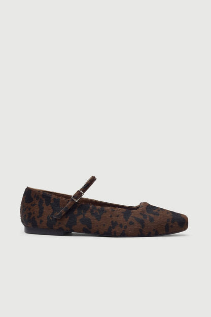 Julieta Mary Janes in Dark Leopard Calf Hair Mary Jane AUGUSTA 