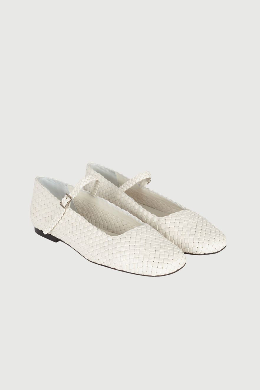 Julieta Mary Janes in Ivory Braided Leather Julieta AUGUSTA 
