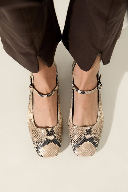 Julieta Mary Janes in Snake Print Leather Mary Jane AUGUSTA 