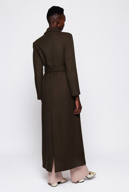 Khaki green wool & cashmere long coat Coats Mirto 