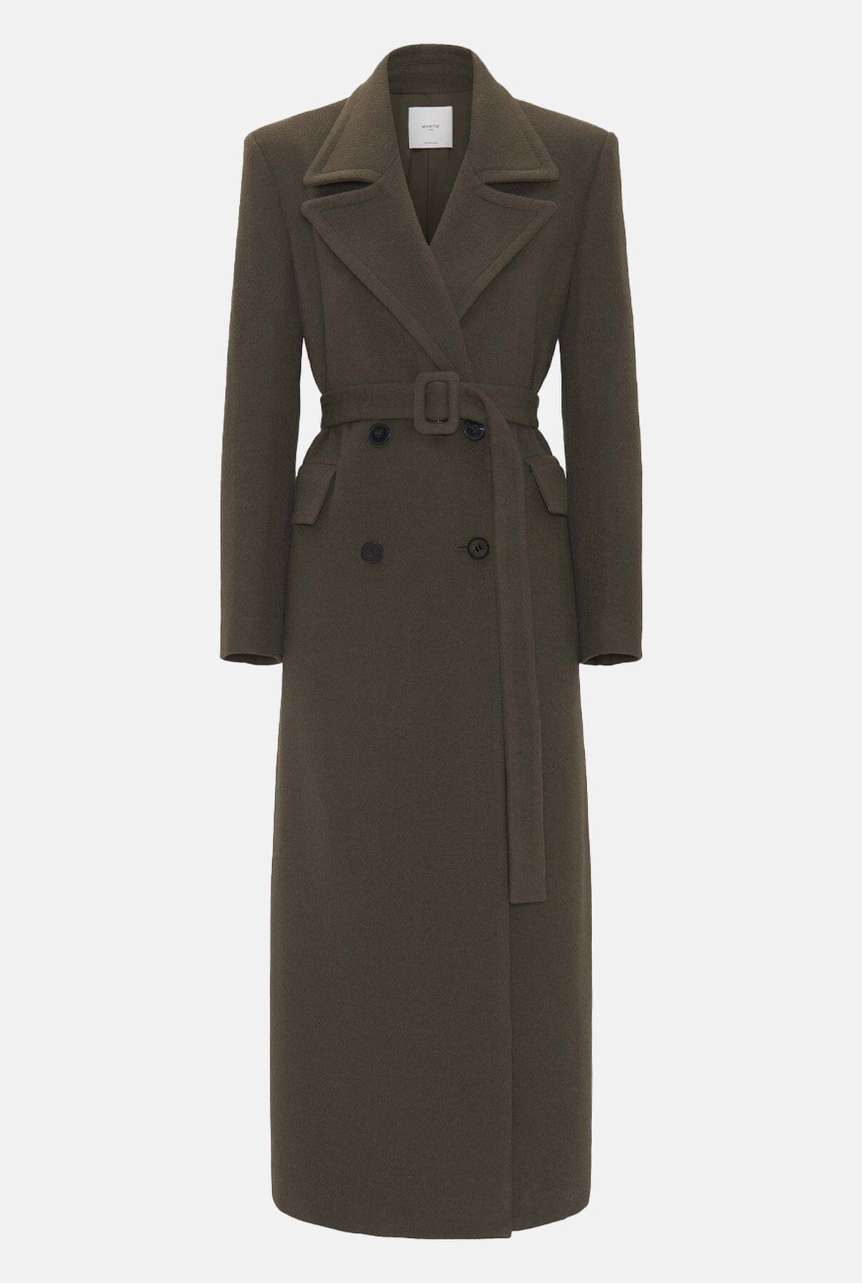 Khaki green wool & cashmere long coat Coats Mirto 