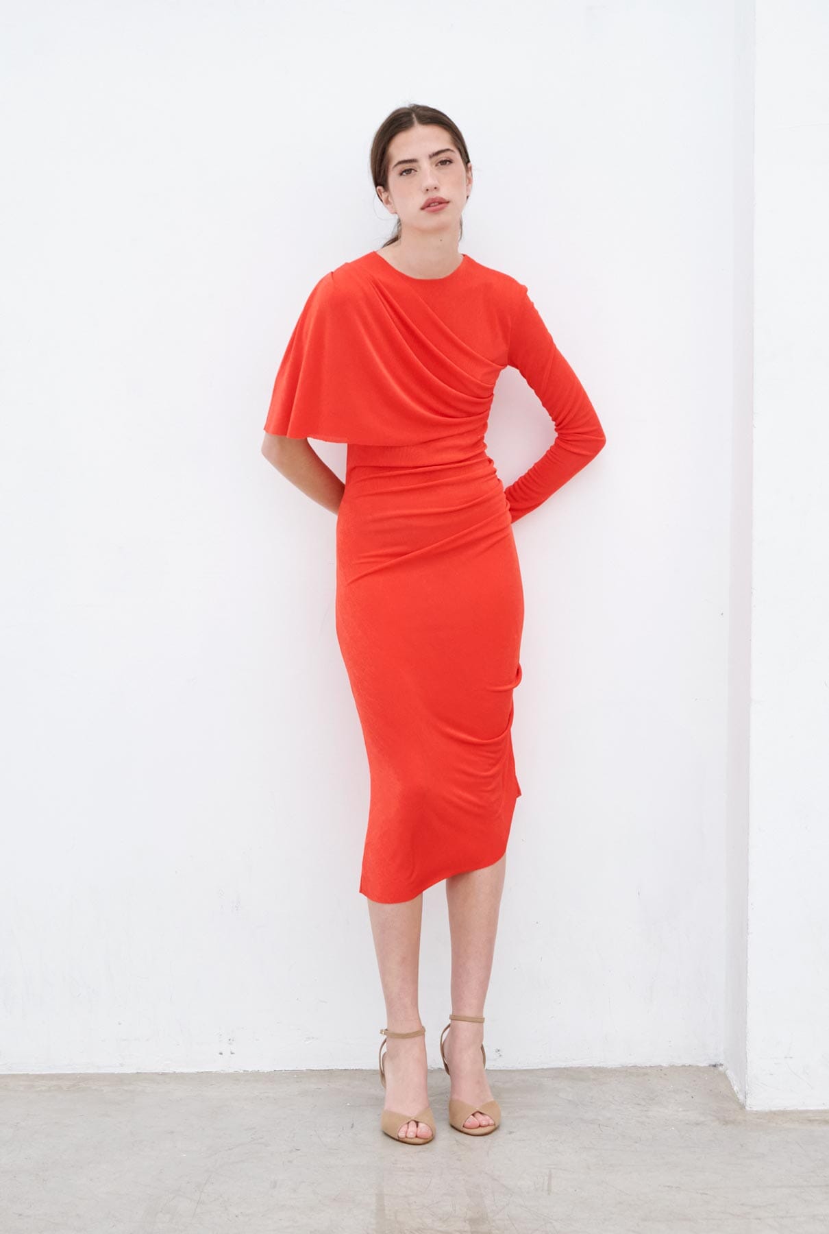 Kim drapeado entallado - coral Dresses Duyos 