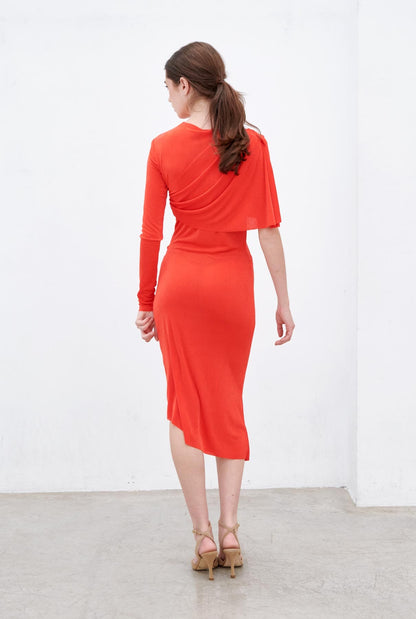 Kim drapeado entallado - coral Dresses Duyos 