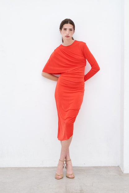 Kim drapeado entallado - coral Dresses Duyos 