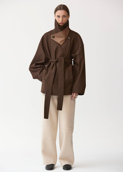 Kimono de lana kaki Miguel Marinero 