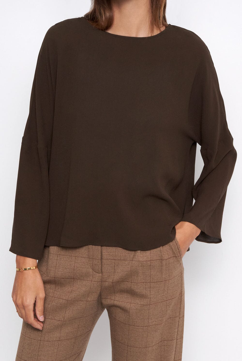 Lea brown Silk blouse Shirts & blouses Atelier Aletheia 