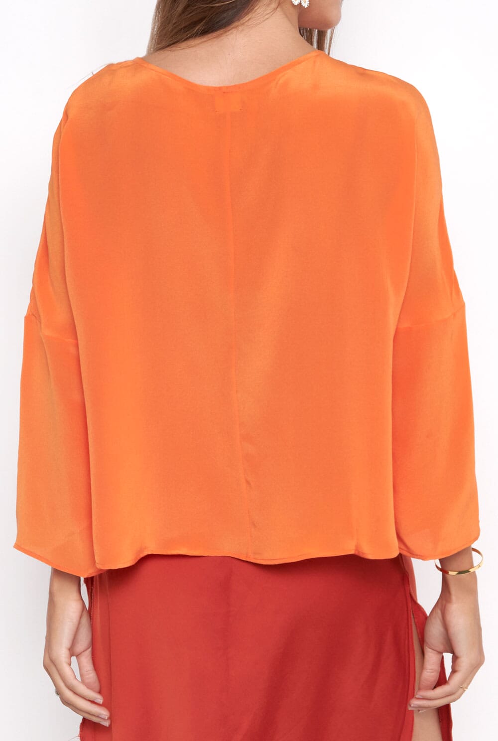 Lea orange Silk blouse Shirts & blouses Atelier Aletheia 