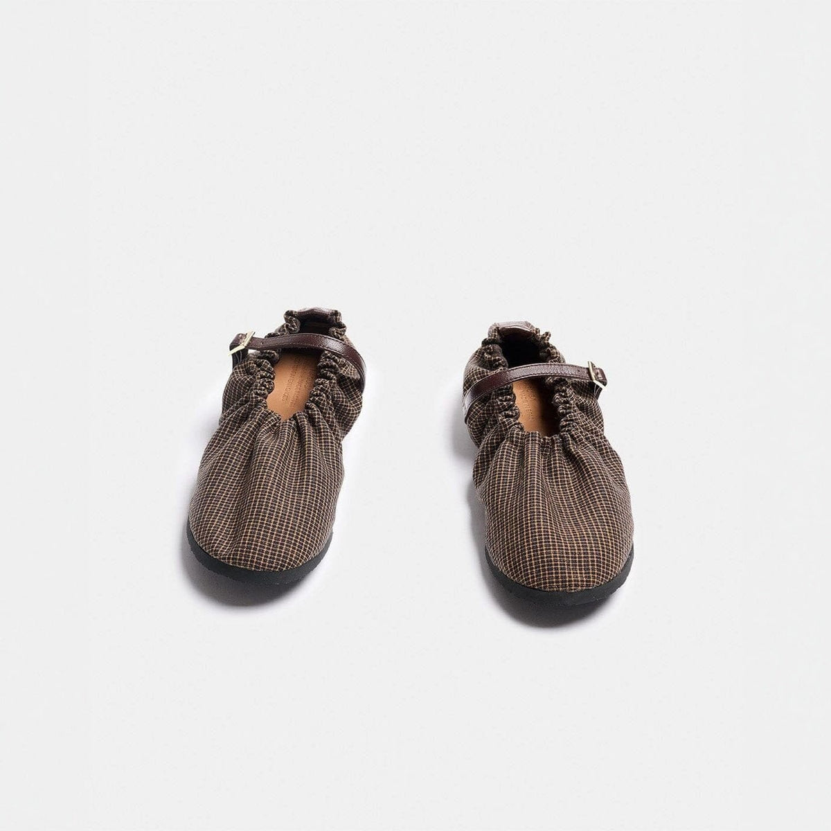 LEONORA MARRON TARTAN Flat Shoes Naguisa 