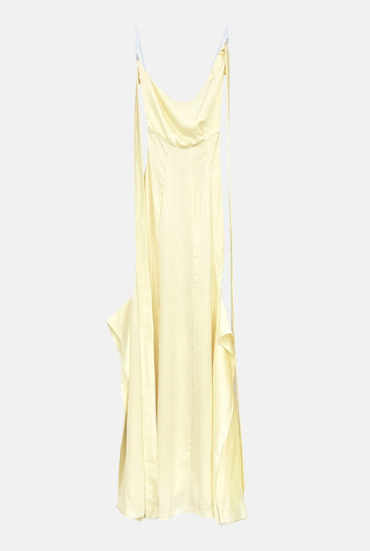 Light yellow long dress Dresses Habey Club 