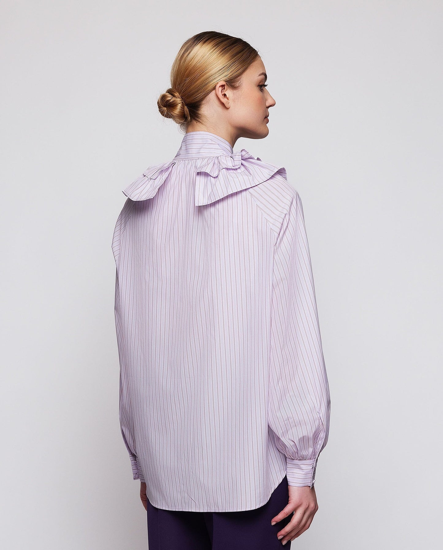 Lilac shirt with burgundy stripes Shirts & Blouses Mirto 