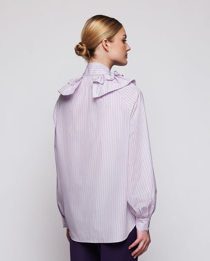 Lilac shirt with burgundy stripes Shirts & Blouses Mirto 