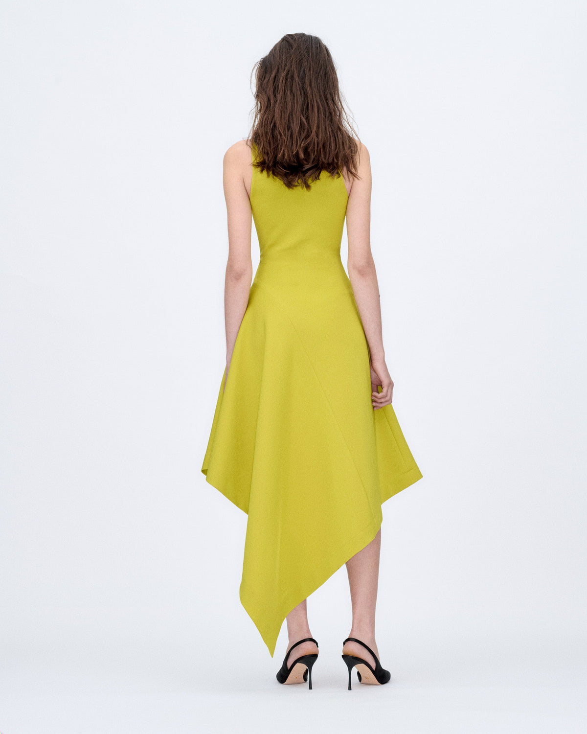 Lime Asymmetric Dress Dresses PALOMO SPAIN 