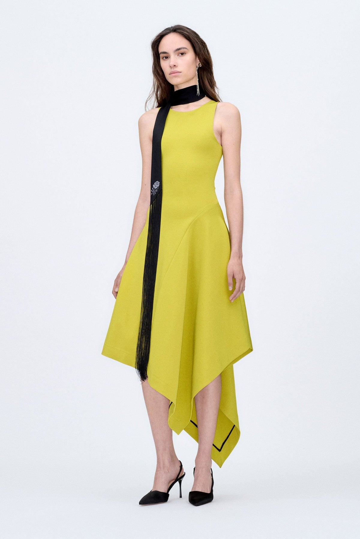 Lime Asymmetric Dress Dresses PALOMO SPAIN 