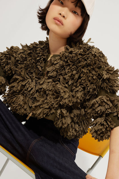 Linen bomber with handmade flowers Jackets Tot-Hom 