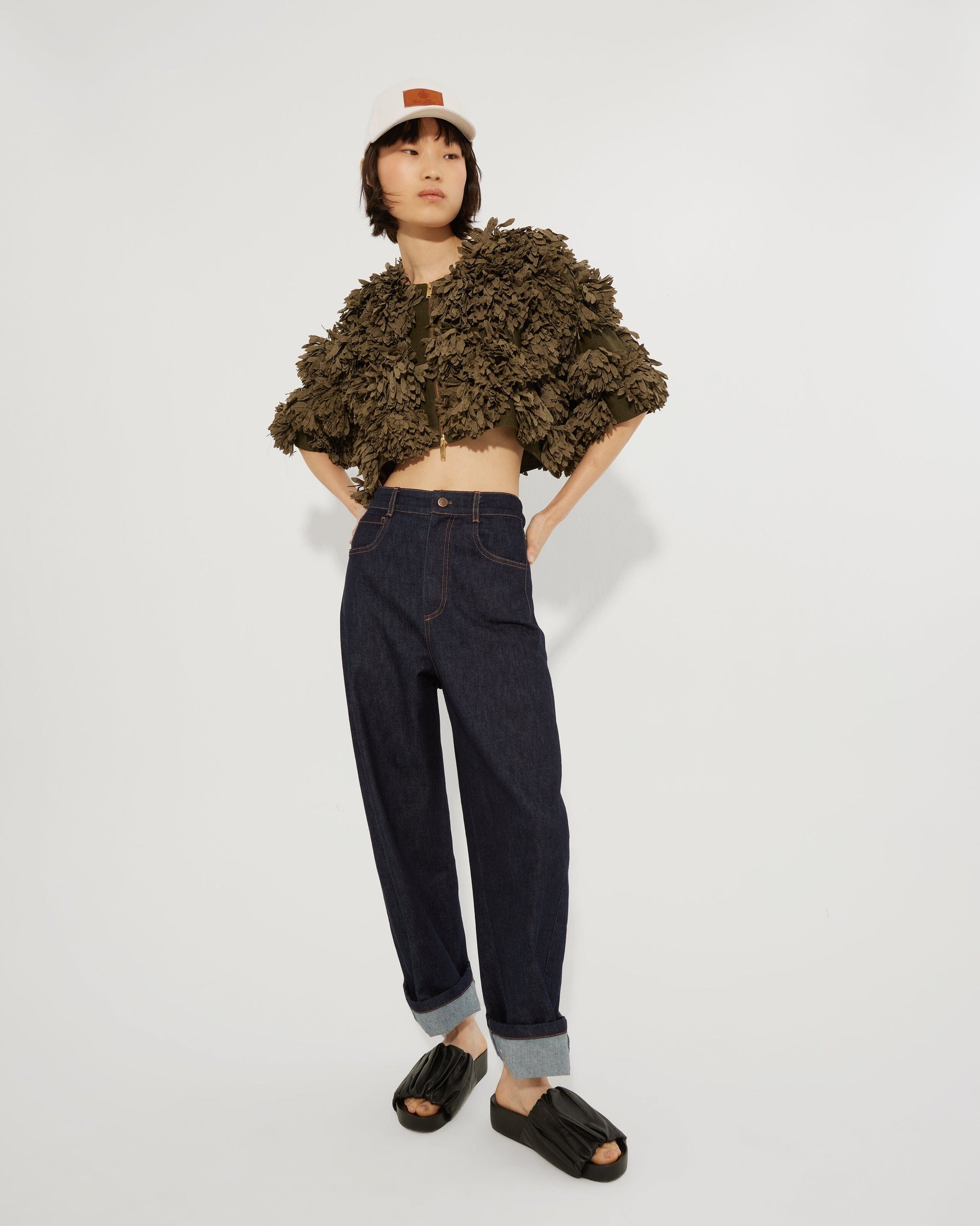 Linen bomber with handmade flowers Jackets Tot-Hom 