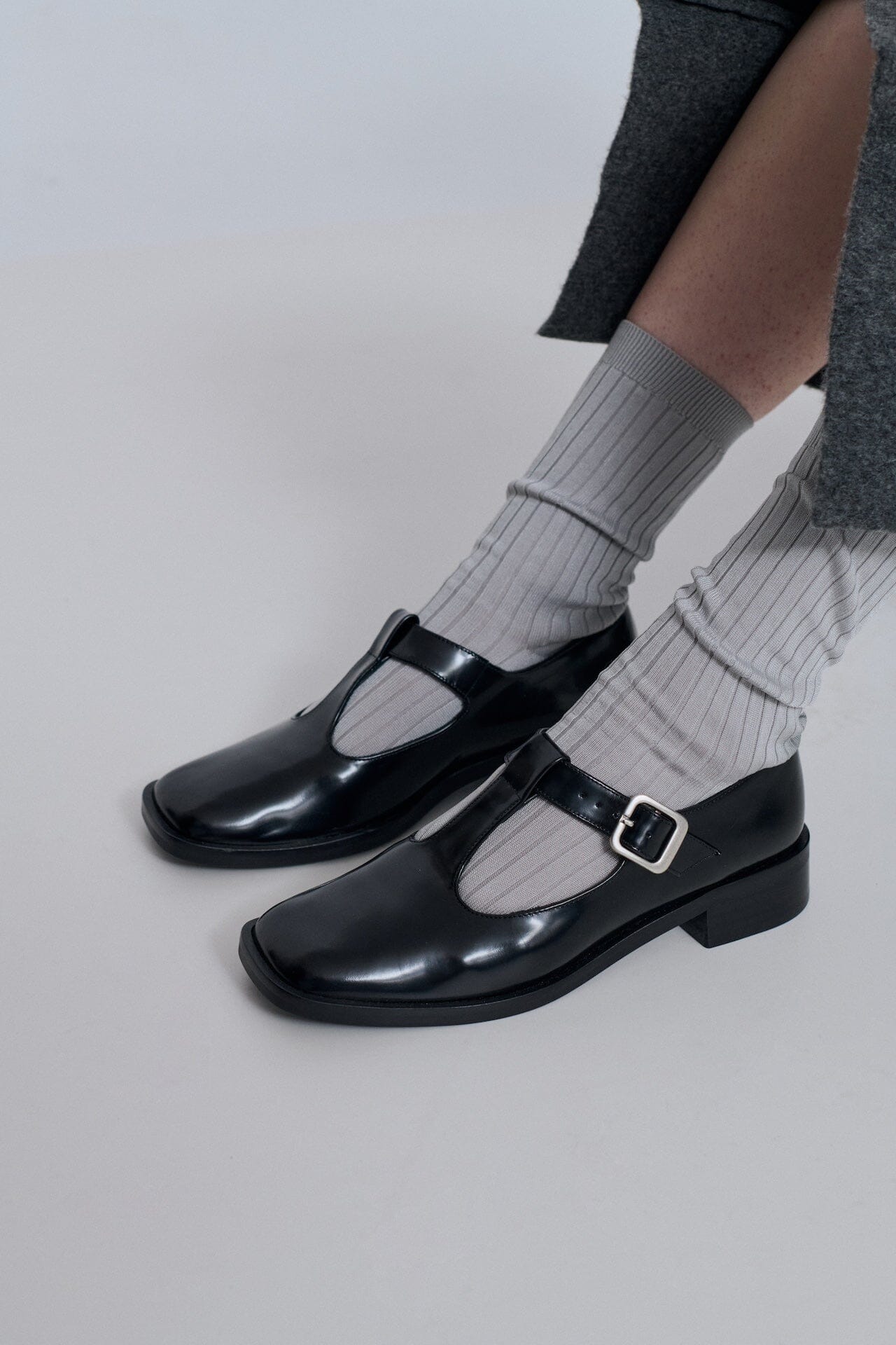 Lucy T-Bar in Black Leather Lucy AUGUSTA 