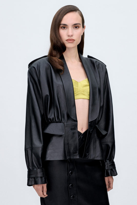 *MADE TO ORDER | Black Leather Blazer Jackets PALOMO SPAIN 