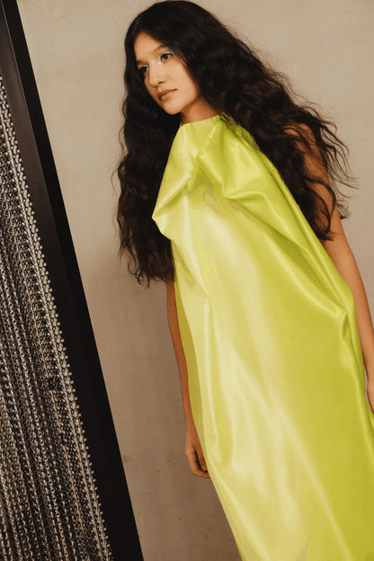 *MADE TO ORDER | Dart Satin Lime Dress Dresses Ernesto Naranjo 