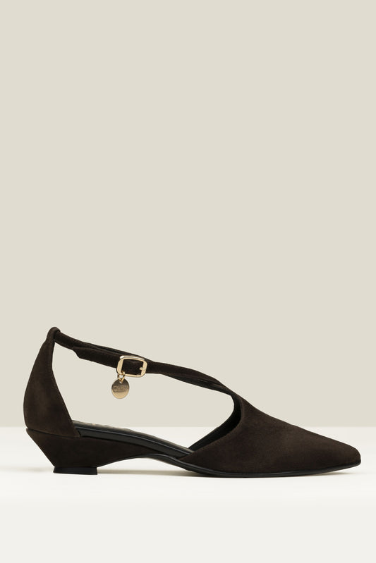 Malvina chocolate suede Heels Gaimo 