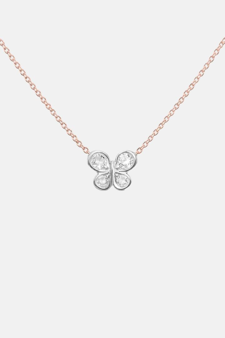 Mariposa Mini — Collar de oro rosa 18k con diamantes Necklaces Elena Carrera 