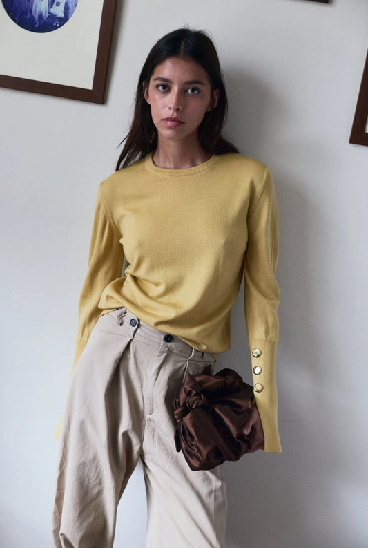 Maru Crew Neck Butter Yellow Sweaters Laia Alen 