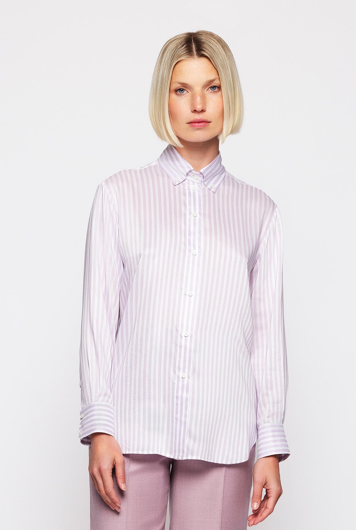 Mauve silk blend striped blouse Shirts & blouses Mirto 