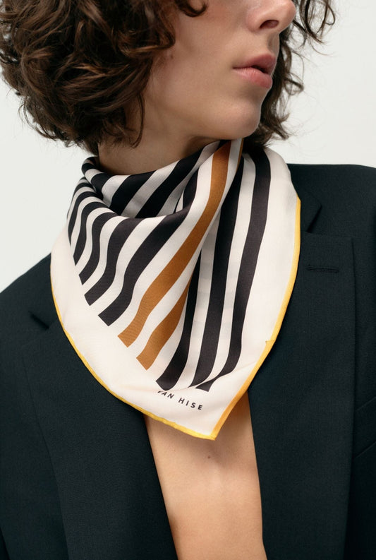 Med Stripe scarf camel Foulards & Scarves Van Hise 