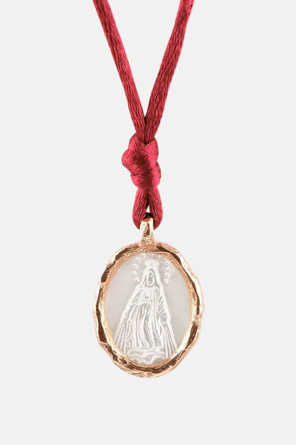 Medalla Virgen Milagrosa Nácar Oro Rosa 18k Necklaces Elena Carrera 