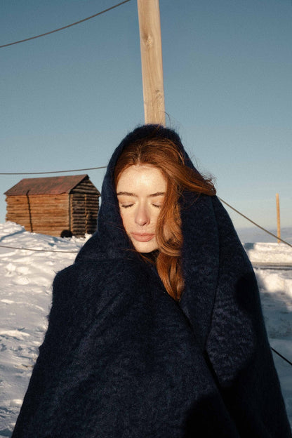 Midnight Blue Mohair Blanket Accessories ELEVAA 