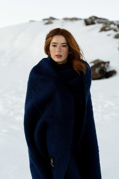 Midnight Blue Mohair Blanket Accessories ELEVAA 